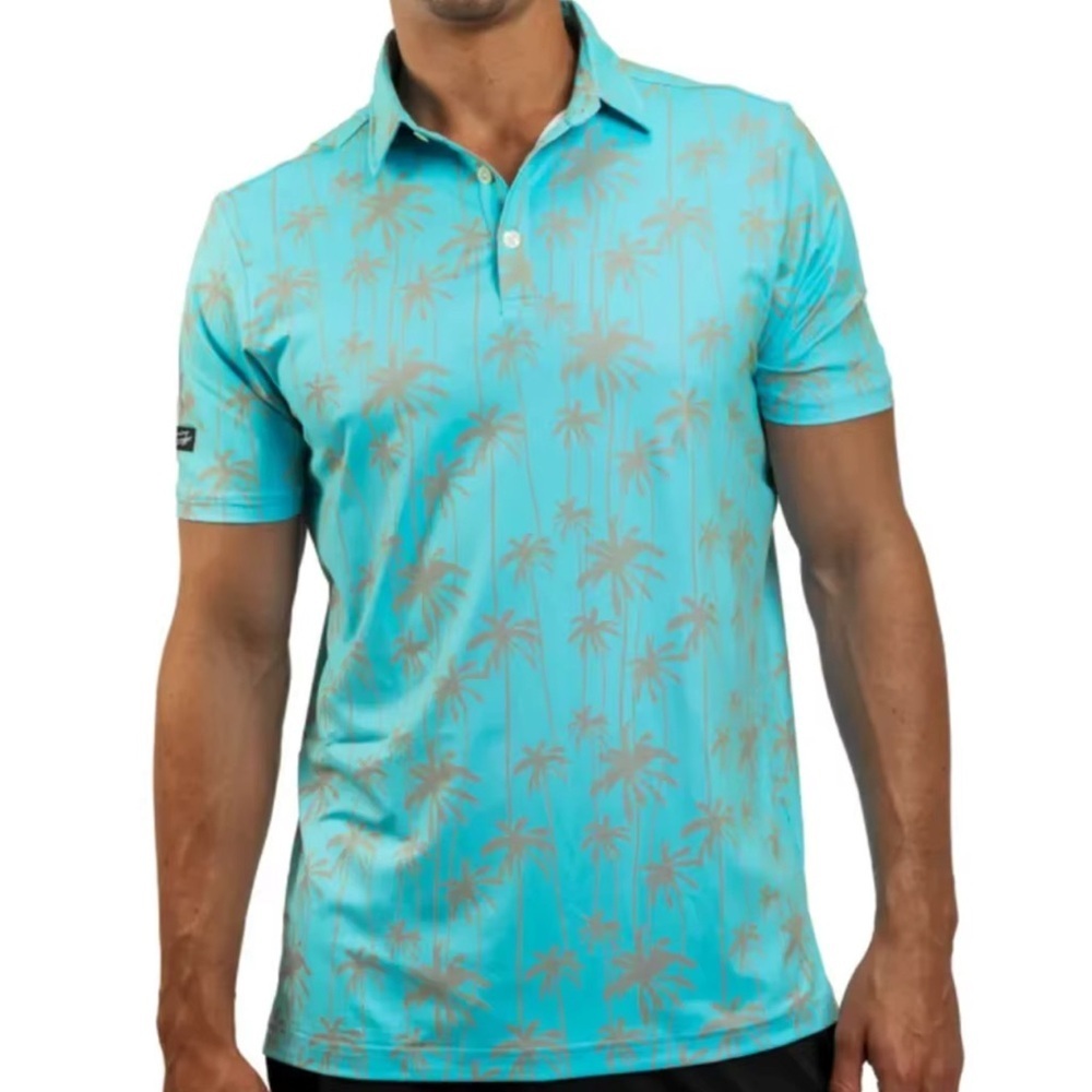 Sunday Swagger Men’s Palm Tree Print Polo Shirt